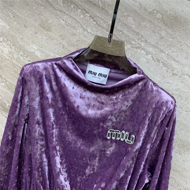 M1um1u micro high collar drawstring waist short dress