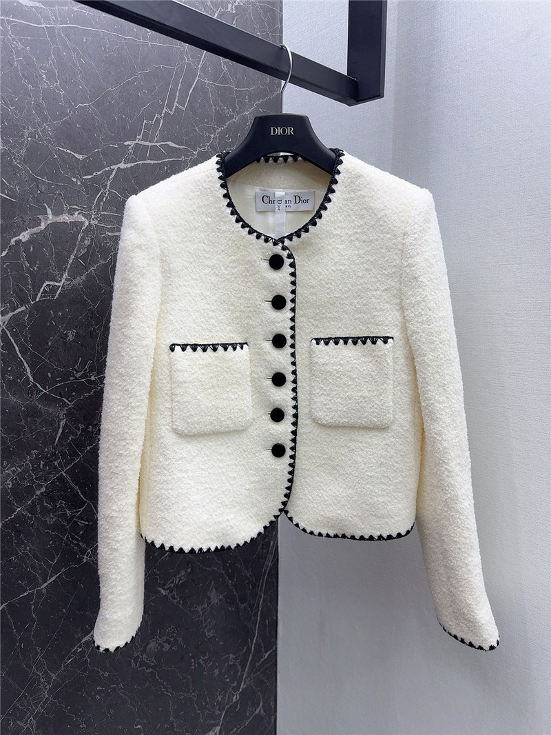 dior wool jacket with contrast embroidered trim