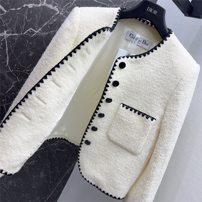 D10r wool jacket with contrast embroidered trim