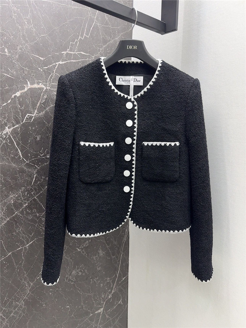 dior wool jacket with contrast embroidered trim