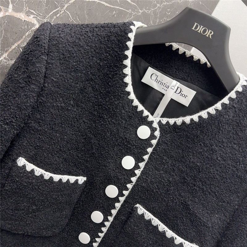dior wool jacket with contrast embroidered trim