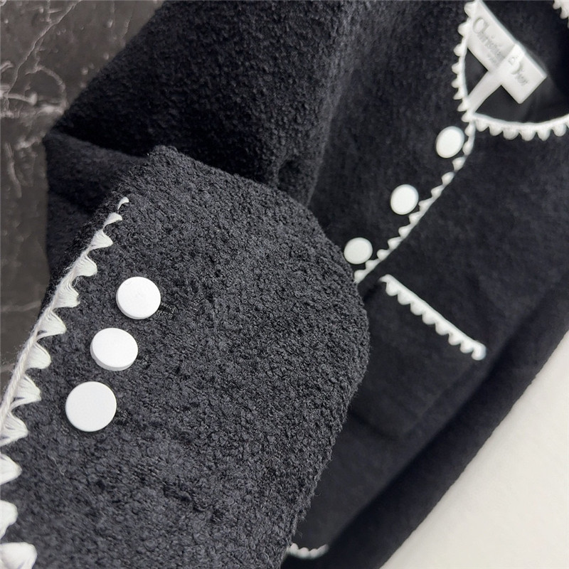 dior wool jacket with contrast embroidered trim