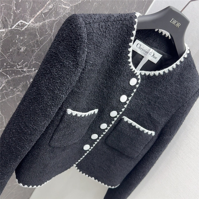dior wool jacket with contrast embroidered trim