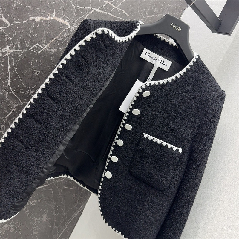 dior wool jacket with contrast embroidered trim