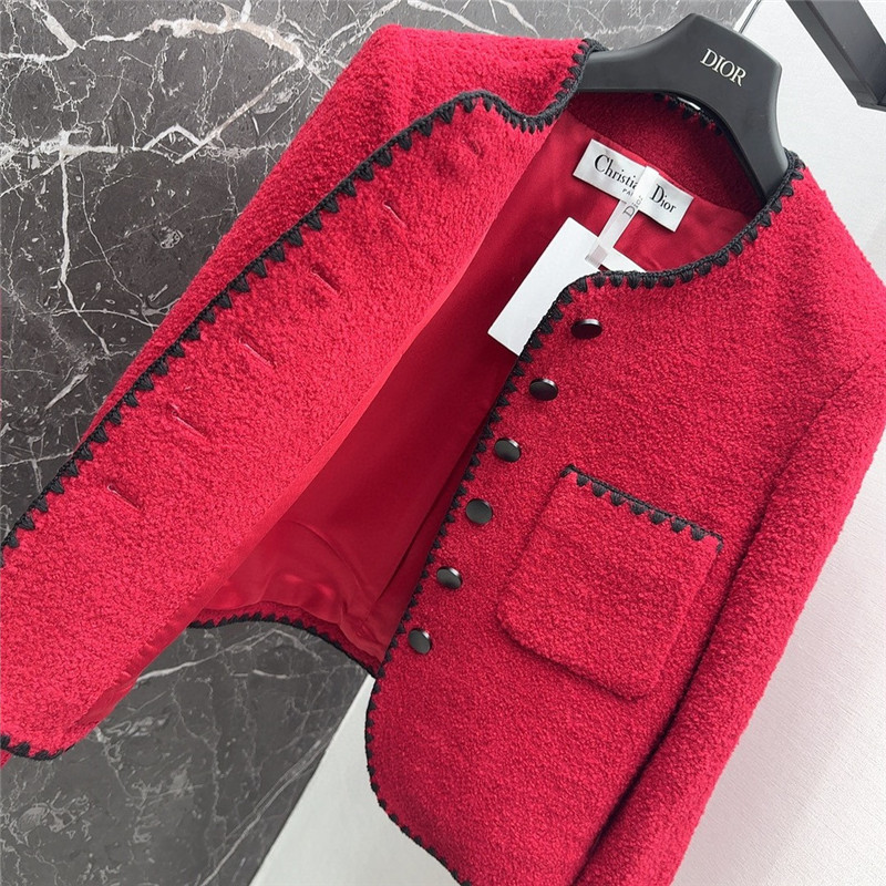 D10r wool jacket with contrast embroidered trim