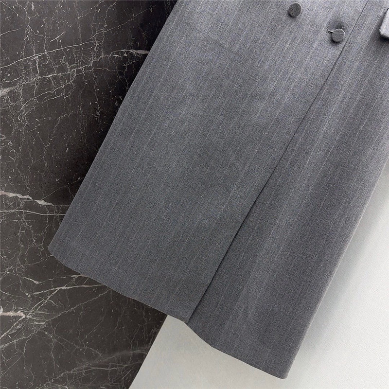 Gvc*1 premium gray dark plaid double breasted long coat