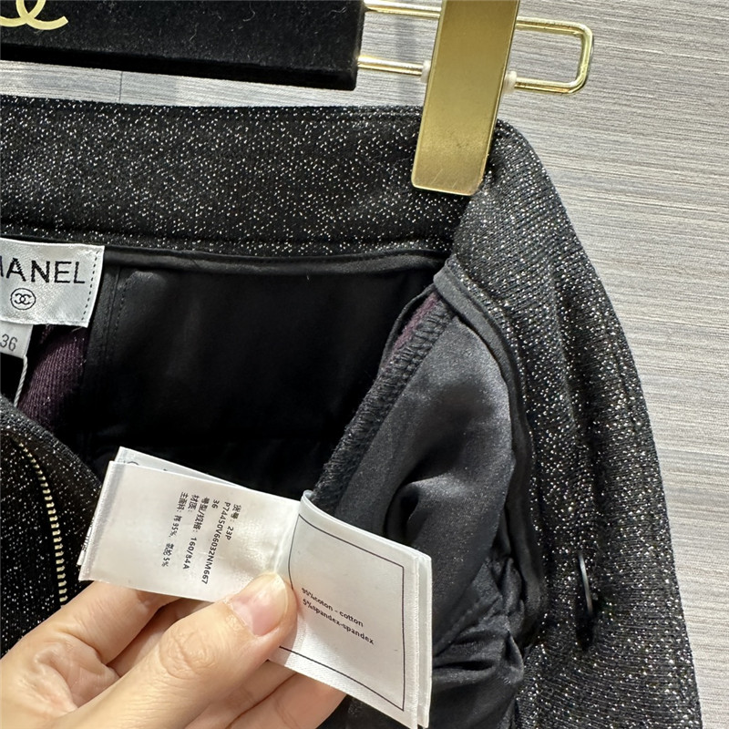 Ch**el metallic starry black skinny pants