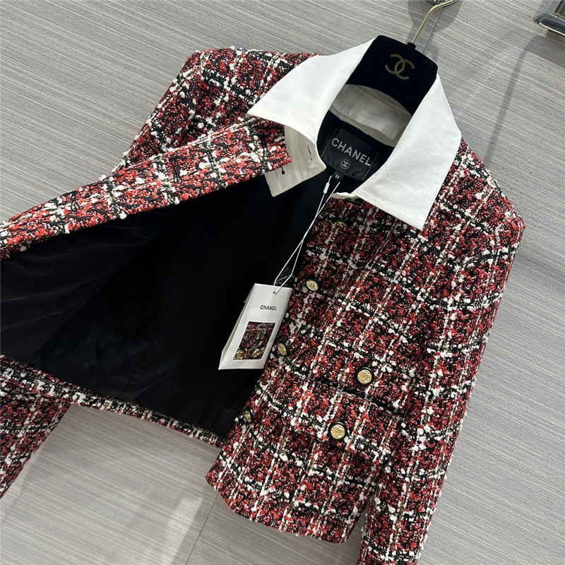 Ch**el contrast shirt collar small jacket