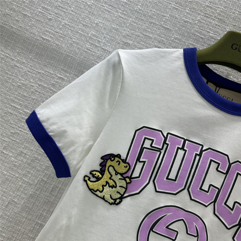 Gvc*1 little flying dragon embroidered logo printed cotton t-shirt