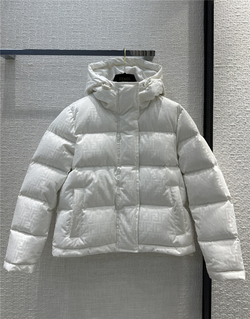 fendi new dark pattern hooded down jacket