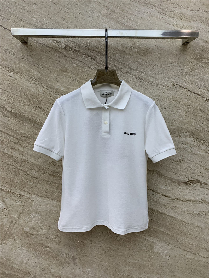 miumiu logo polo collar short sleeve T-shirt