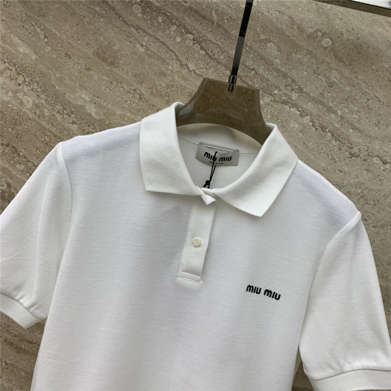 M1um1u logo polo collar short sleeve t-shirt