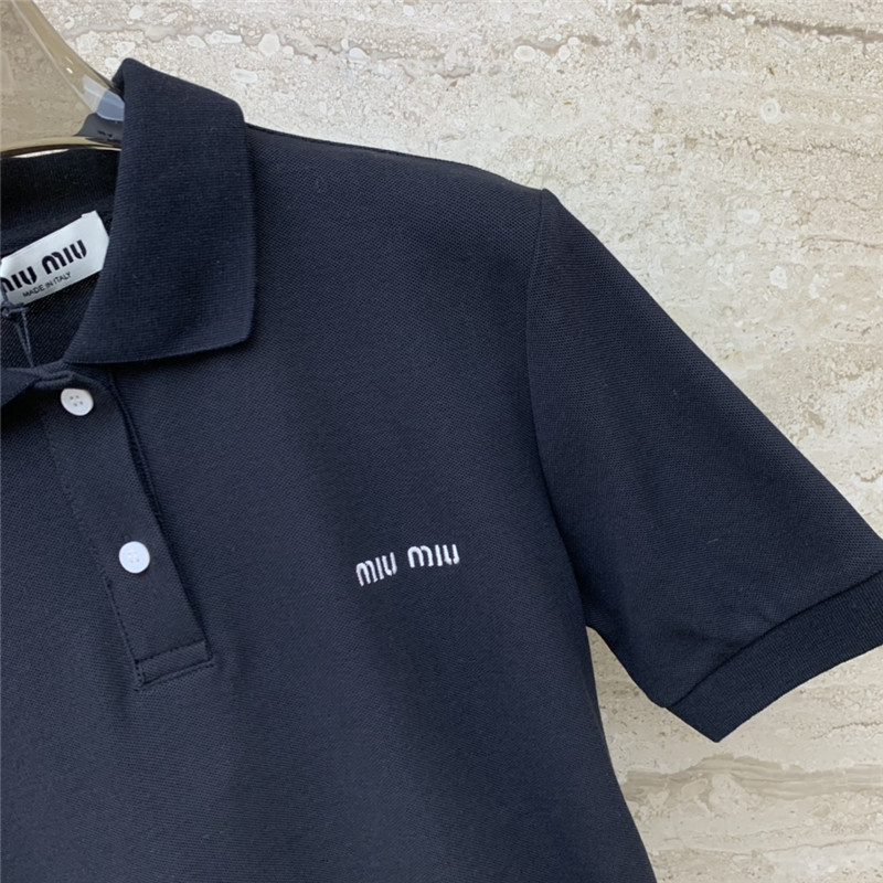 miumiu logo polo collar short sleeve T-shirt