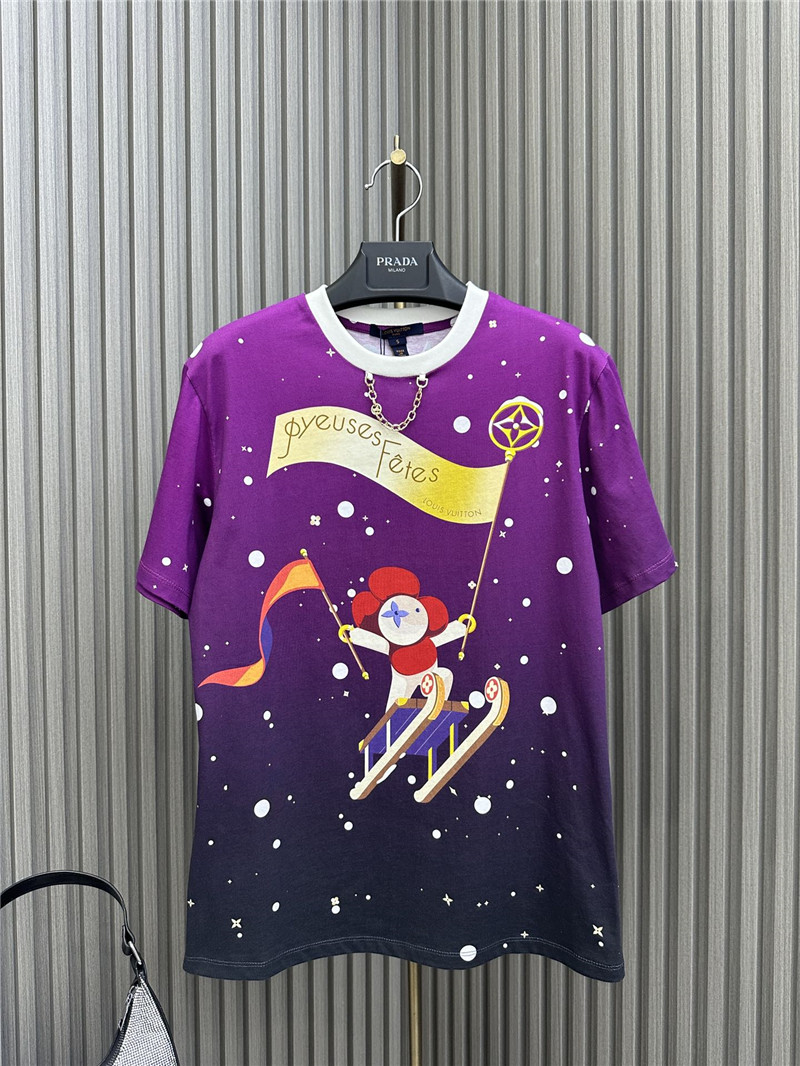 louis vuitton LV printed chain round neck T-shirt