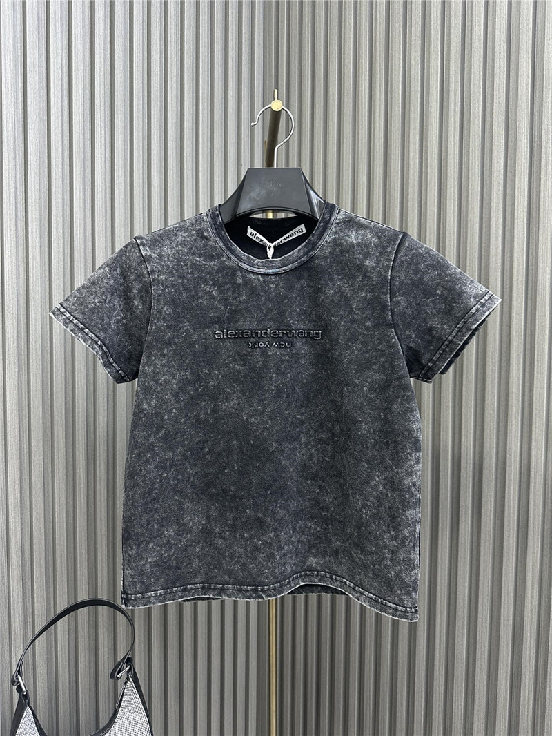 alexander wang distressed T-shirt with embossed letters