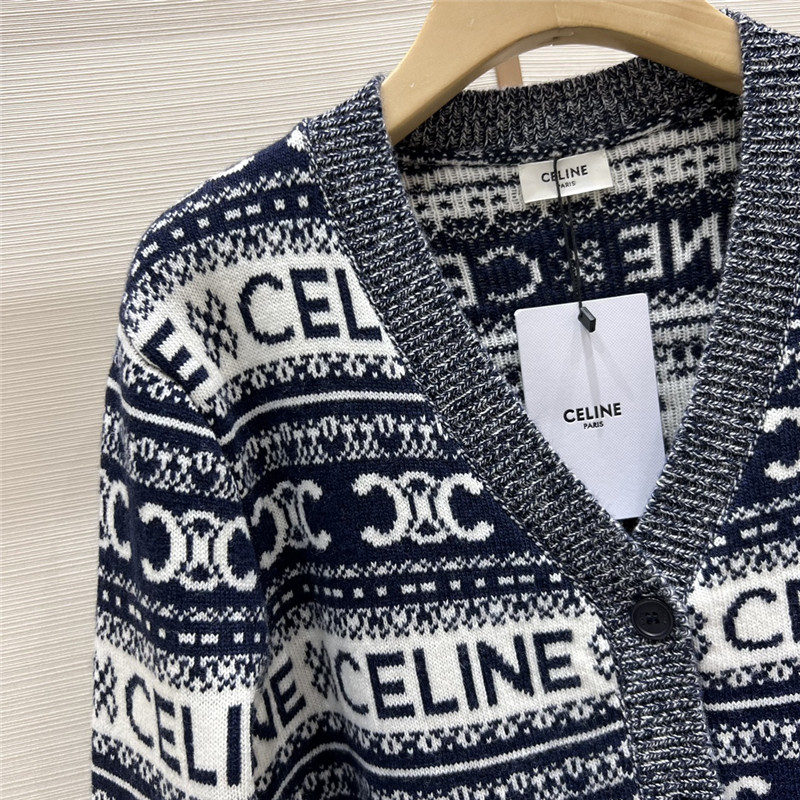 Ce1i*e logo v-neck wool cardigan
