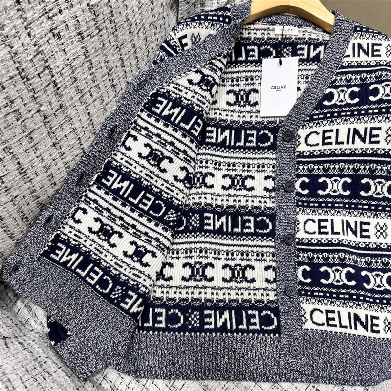 Ce1i*e logo v-neck wool cardigan