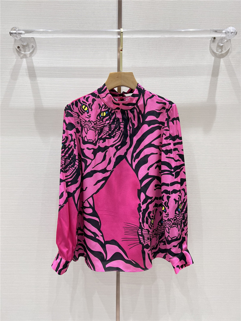 valentino silk material full digital positioning printed ribbon shirt