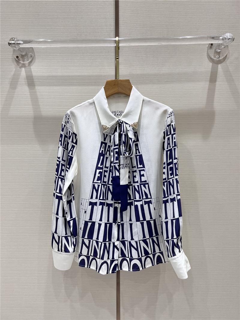 valentino silk material full digital positioning printed ribbon shirt