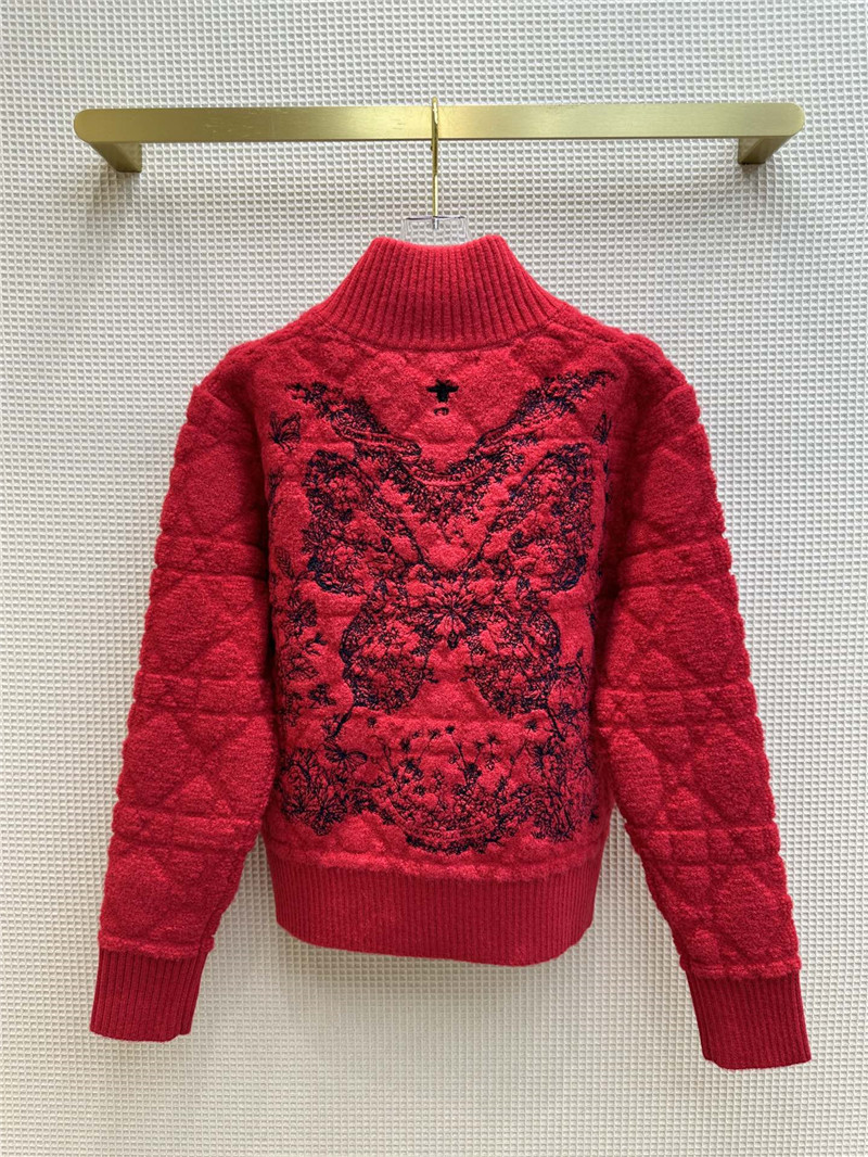 D10r stand collar rhombus butterfly embroidered jacket