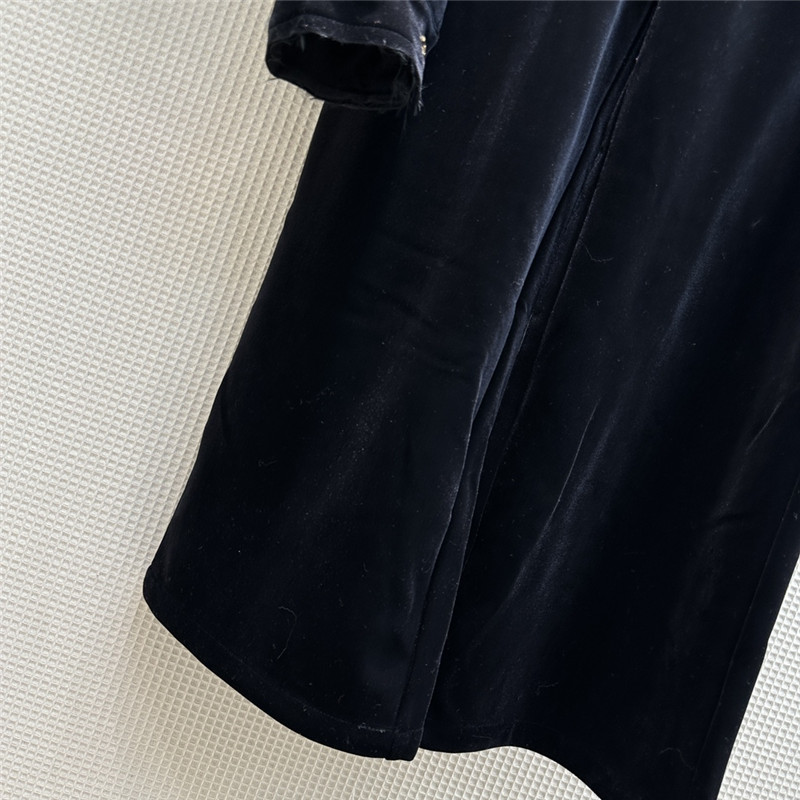 M1um1u velvet fur-trimmed top + wide-leg pants set