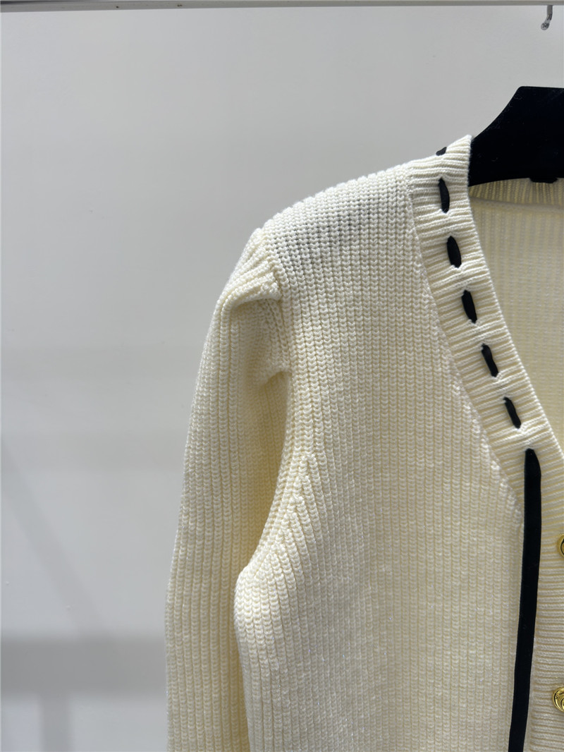 Miu Miu Logo Bow Knitted Cardigan Off-White