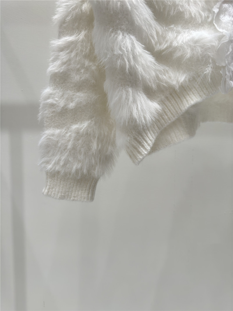 Miu Miu Rhinestone Wool Cardigan White