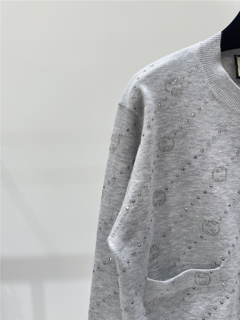 gvc*1 hot D1am0nd logo knitted cardigan grey