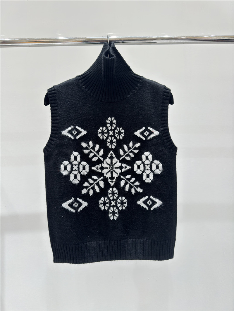 Loewe Jacquard Knit Turtleneck Vest Navy
