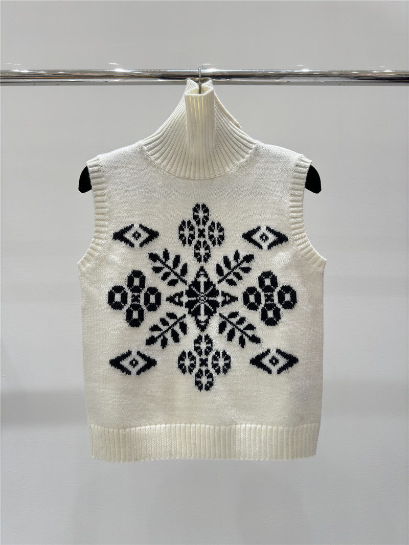 Loewe Jacquard Knit Turtleneck Vest White