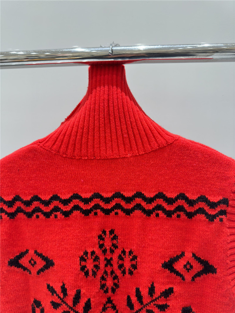 L0ew* jacquard knit turtleneck vest red