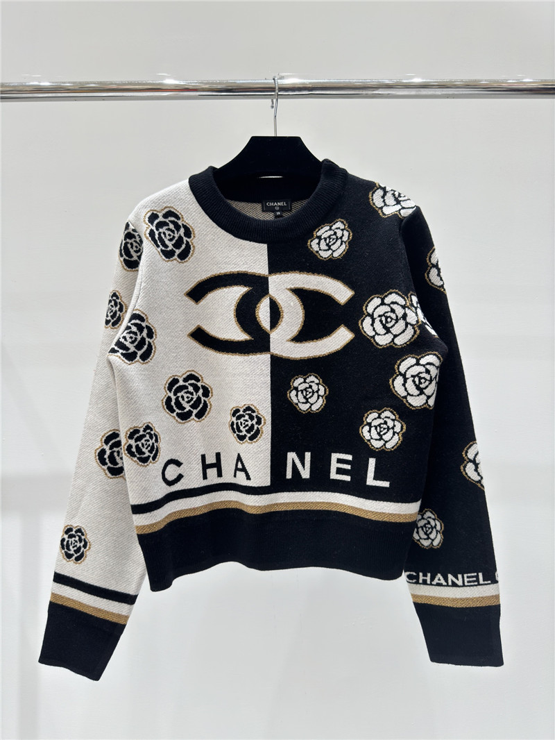 Ch**el logo flower knitted sweater