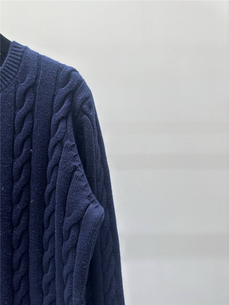 Pra*a logo pocket twist knit sweater navy