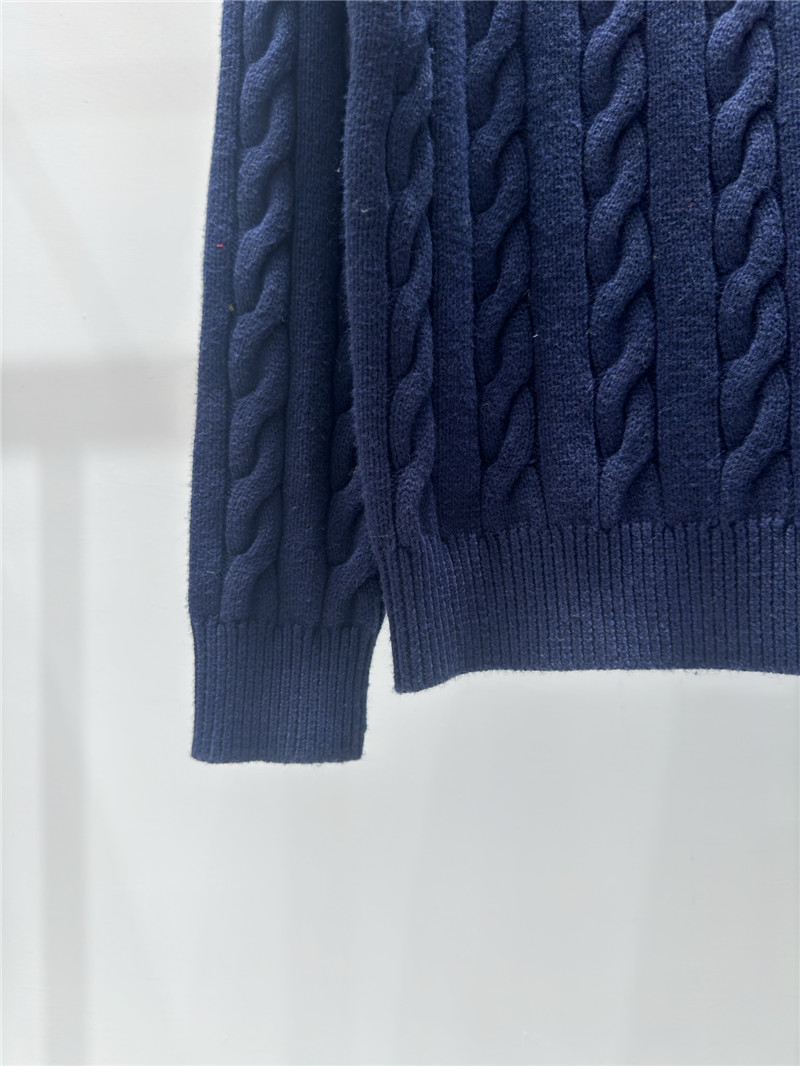 Pra*a logo pocket twist knit sweater navy