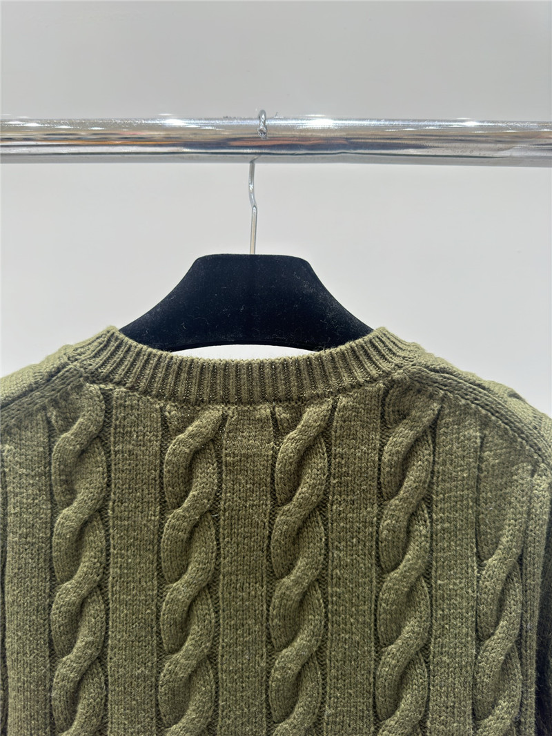 Pra*a logo pocket twist knit sweater green