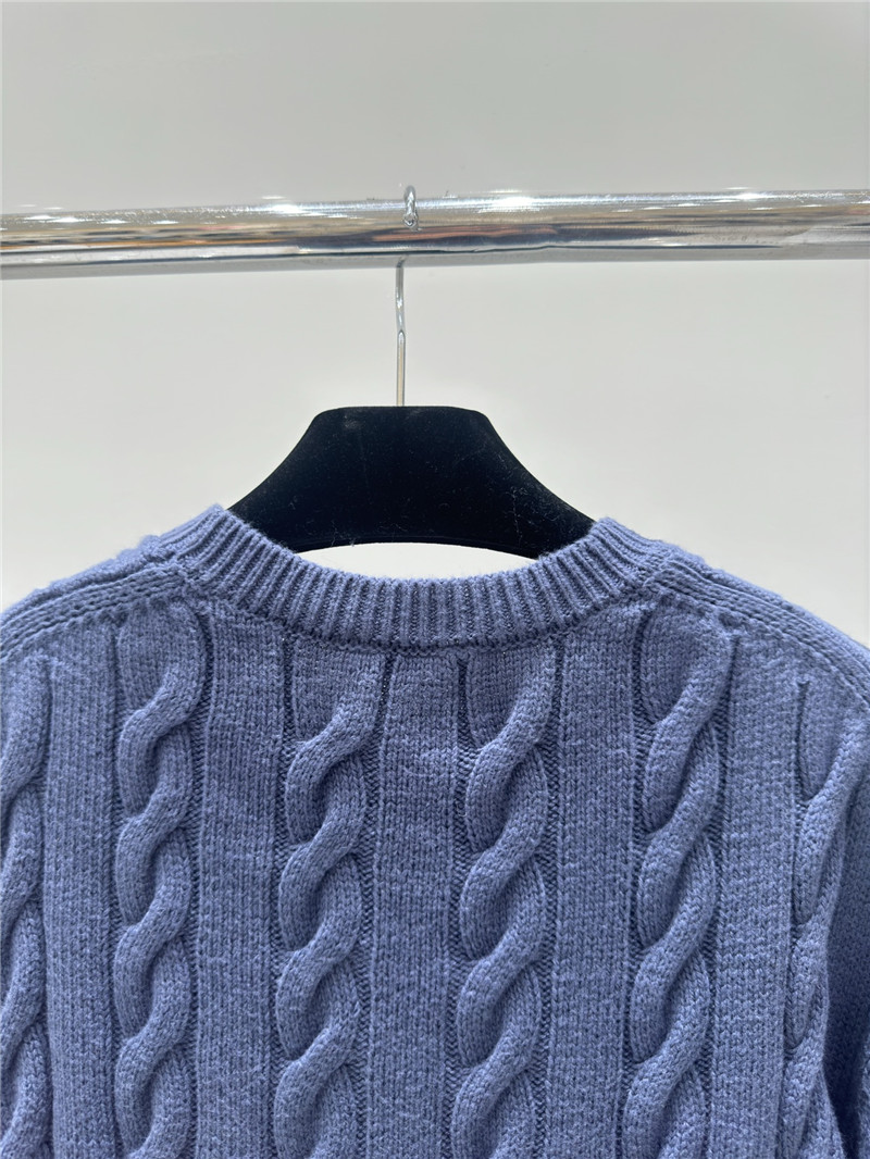 Pra*a logo pocket twist knit sweater blue