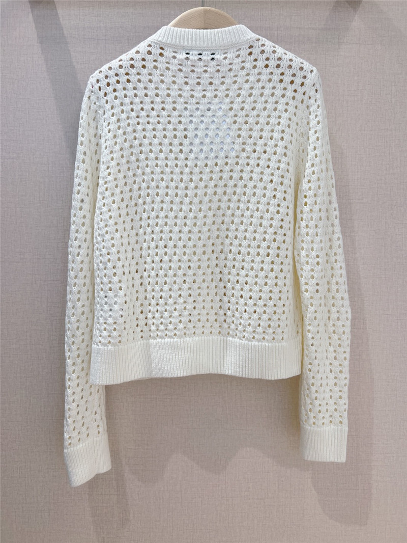 D10r hollow solid color cardigan white