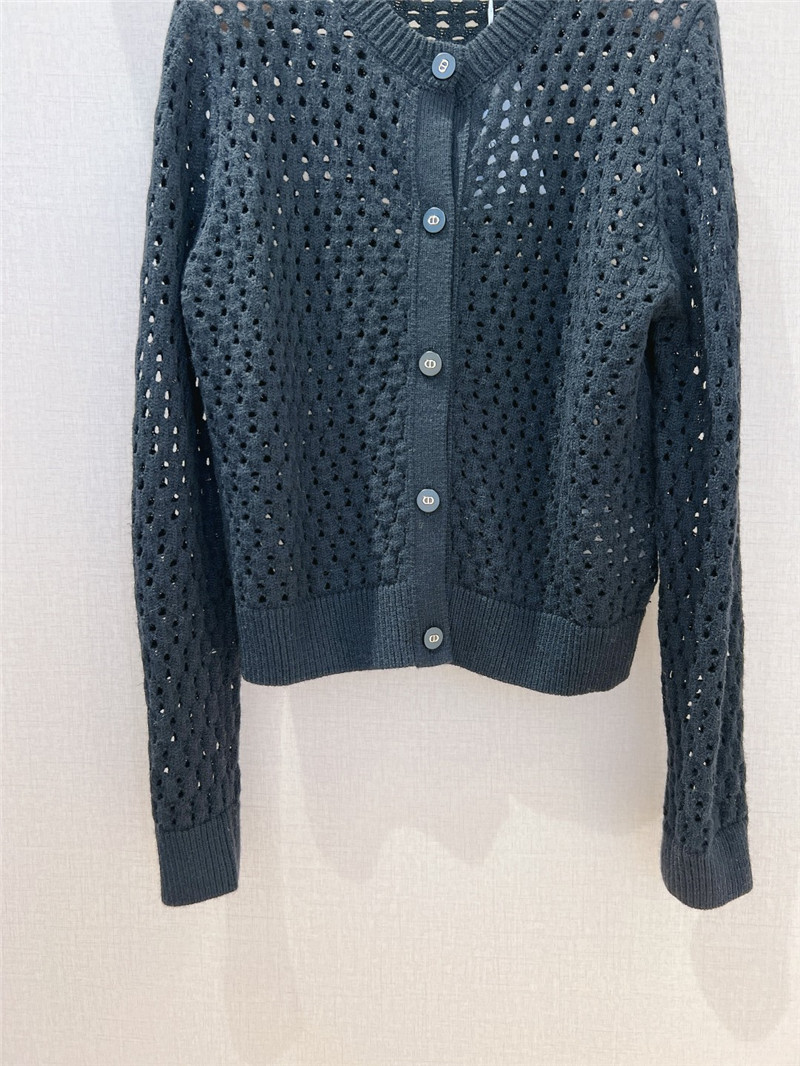 D10r hollow solid color cardigan in black
