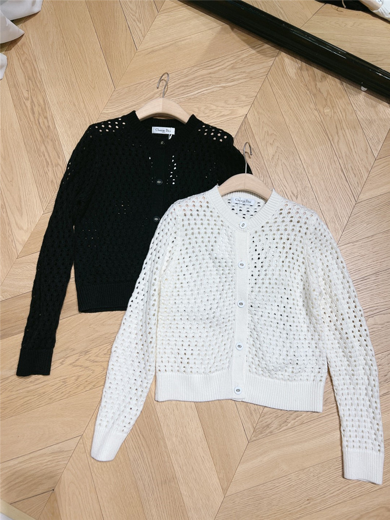 D10r hollow solid color cardigan in black