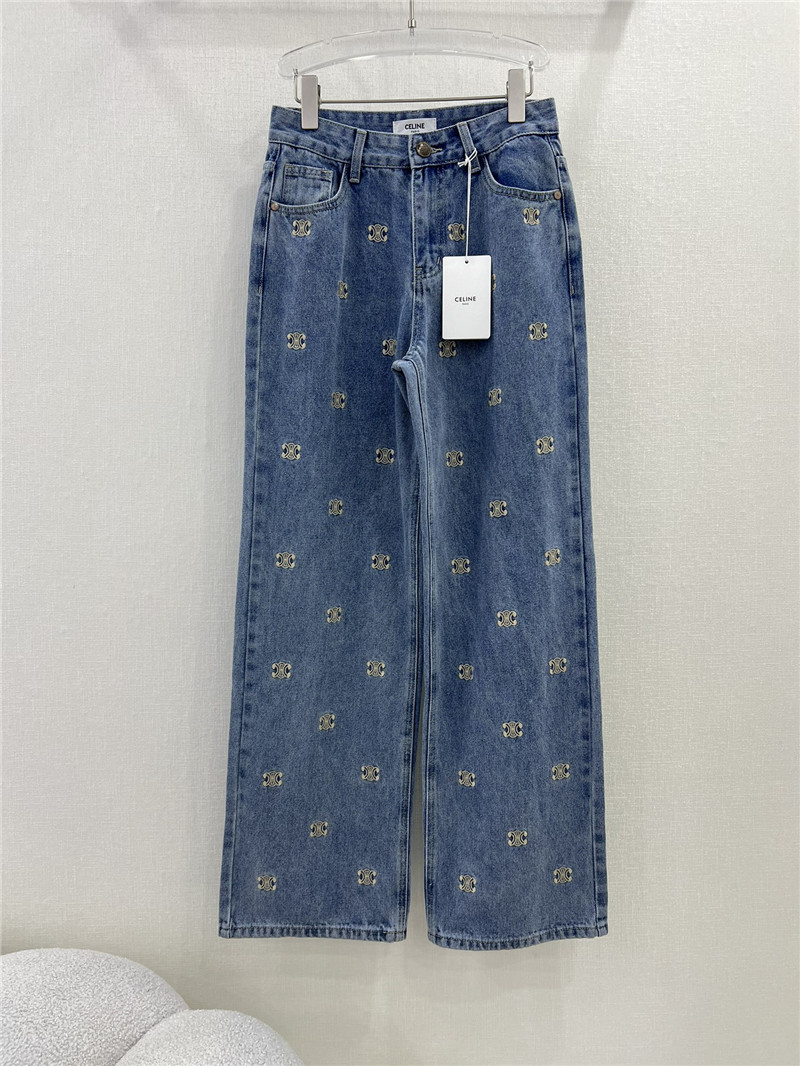 Ce1i*e new arc de triomphe printed logo straight jeans