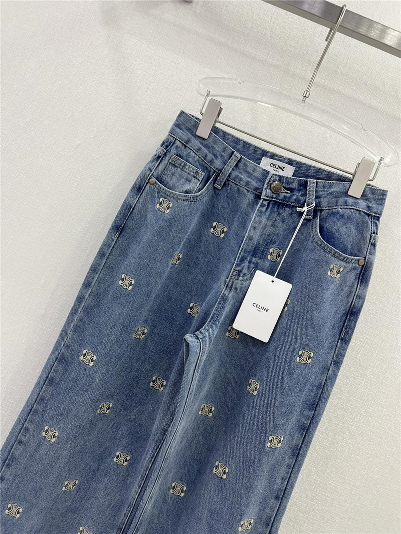 Ce1i*e new arc de triomphe printed logo straight jeans