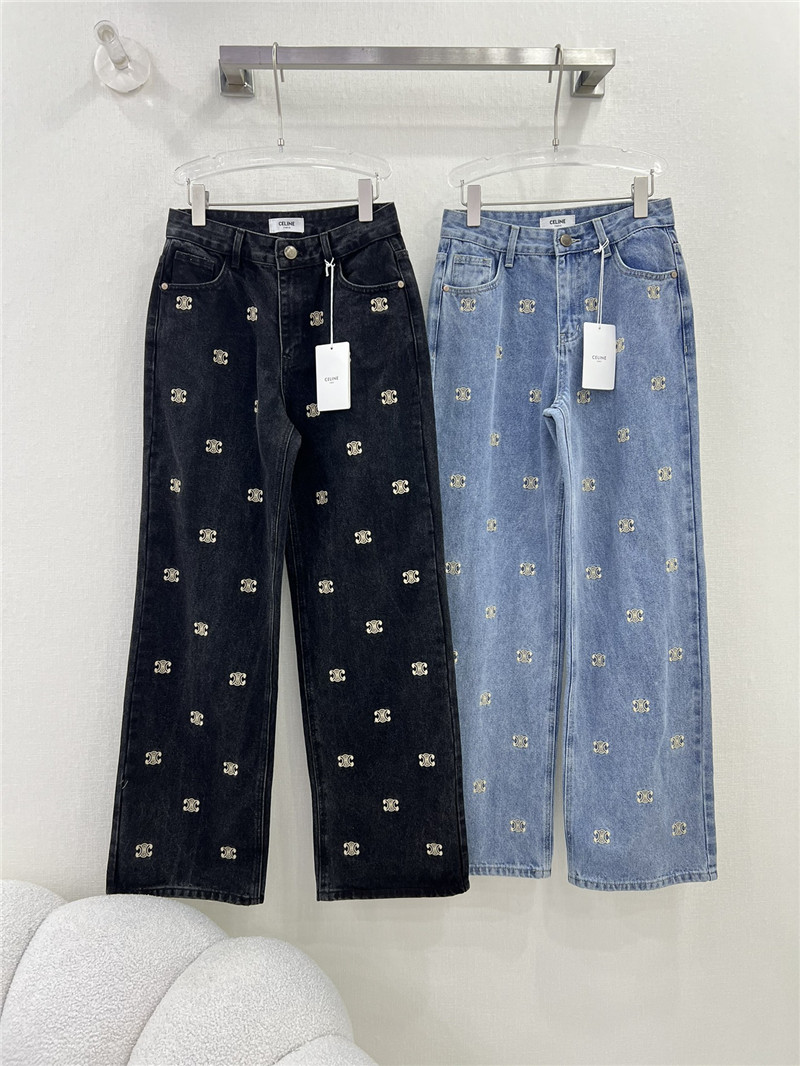 Ce1i*e new arc de triomphe printed logo straight jeans