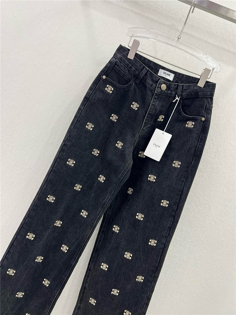 Ce1i*e new arc de triomphe printed logo straight jeans