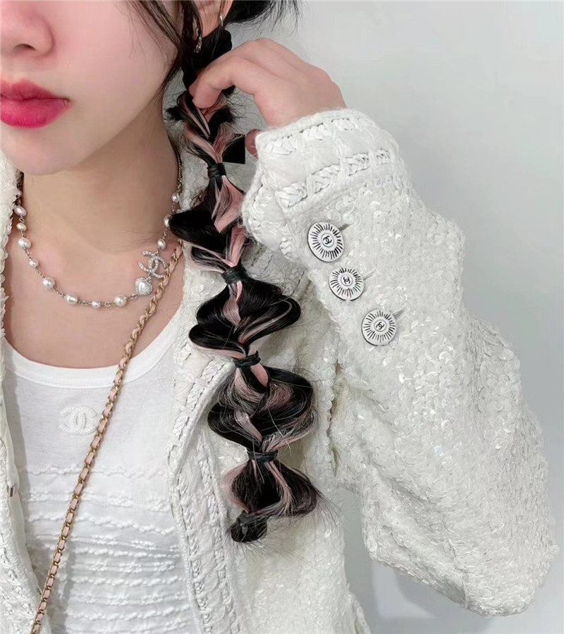 ch**el love D1am0nd double c pearl silver necklace