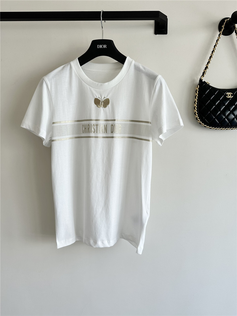 dior embroidered butterfly T-shirt