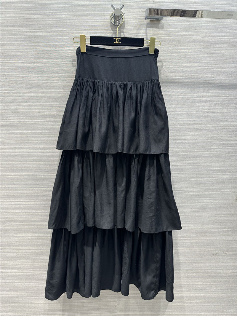Chanel elegant girly layered black long skirt