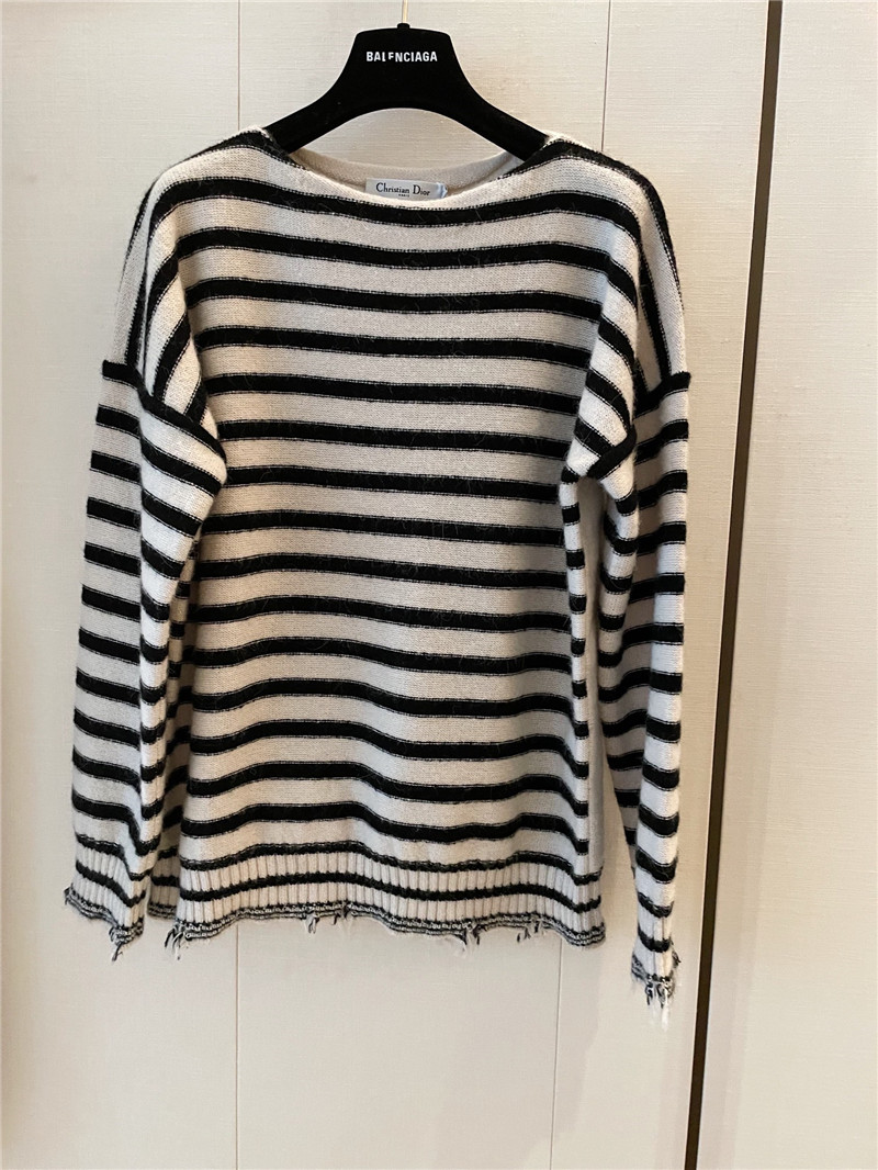 Dior Striped Butterfly Loose Sweater