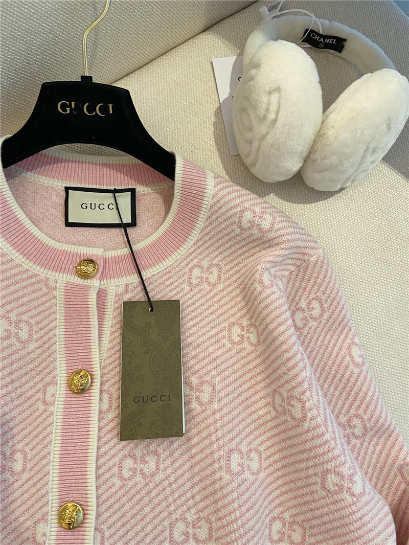 Gvc*1 jacquard gg knitted cardigan pink