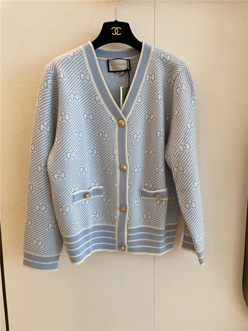 Gvc*1 jacquard gg knitted cardigan grey