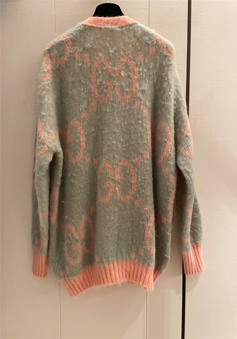 Gvc*1 jacquard gg mohair cardigan pink